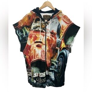 Akoo Early Edition Graphic Racing Hoodie Sleeveless Longline Streetwear Art XL